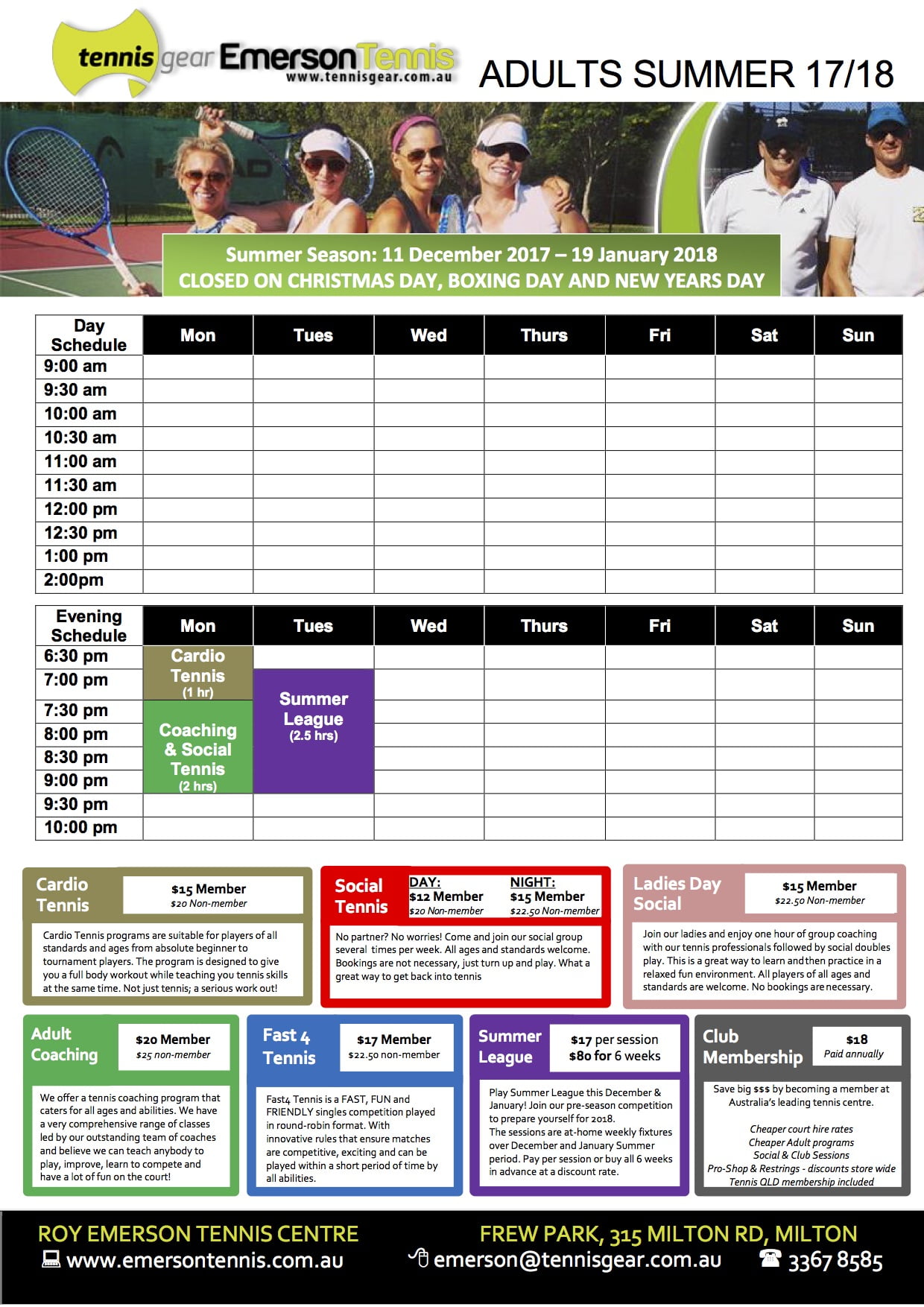 Adult Summer Tennis Timetable Emerson 2017-18 copy - Roy Emerson Tennis