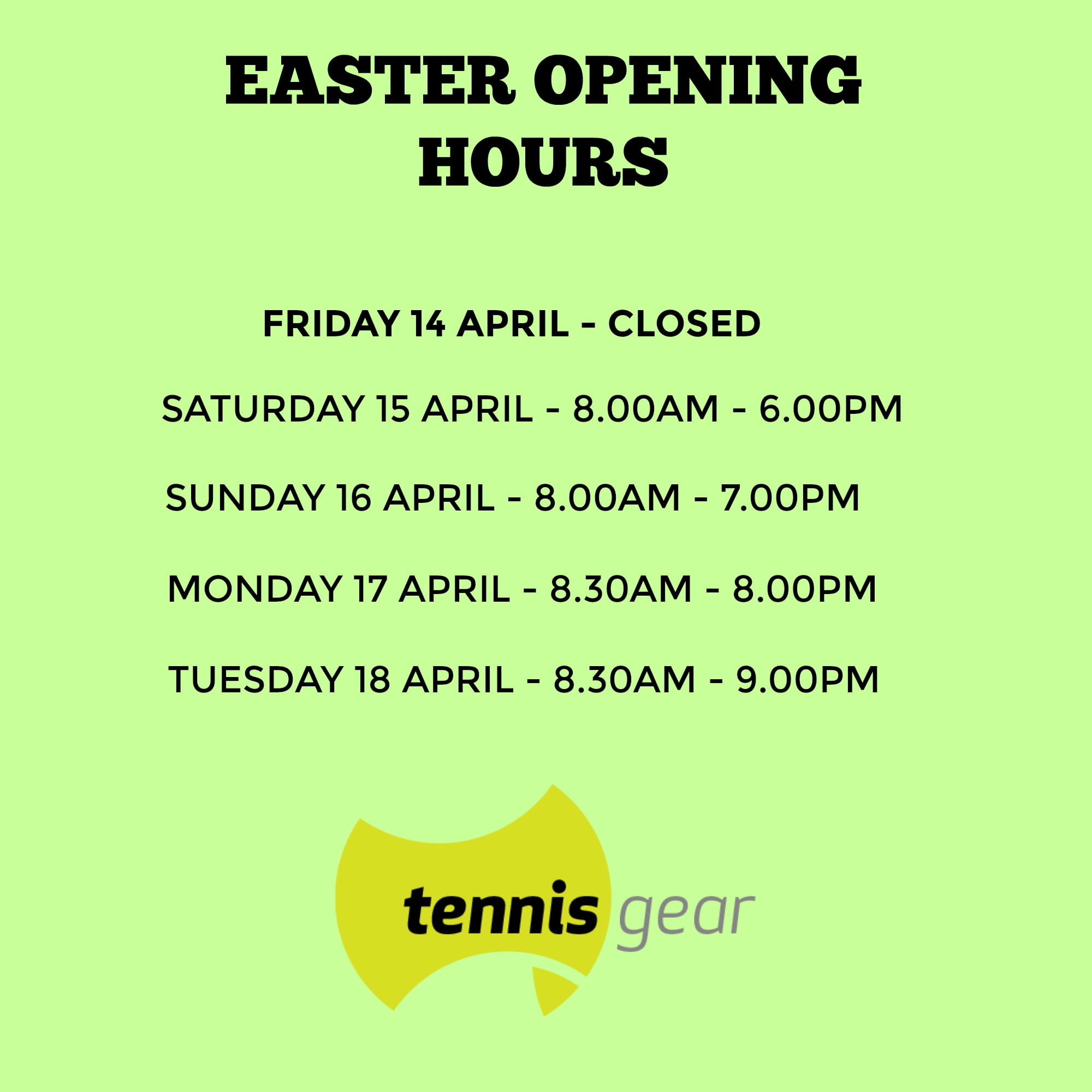 Easter Opening Hours 2017
